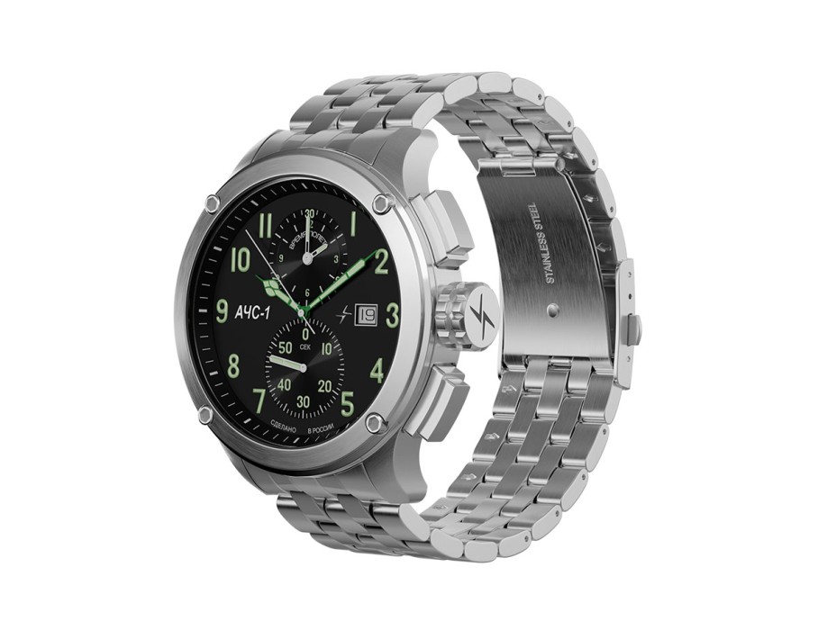 ачс-1 3520.d 44 мм кварц хронограф стальные матовые для взрослого возраста оригинал