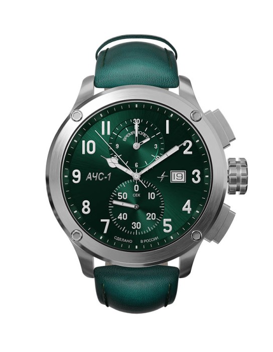 ачс-1 3520.d 44 мм кварц хронограф зеленые матовые фотография