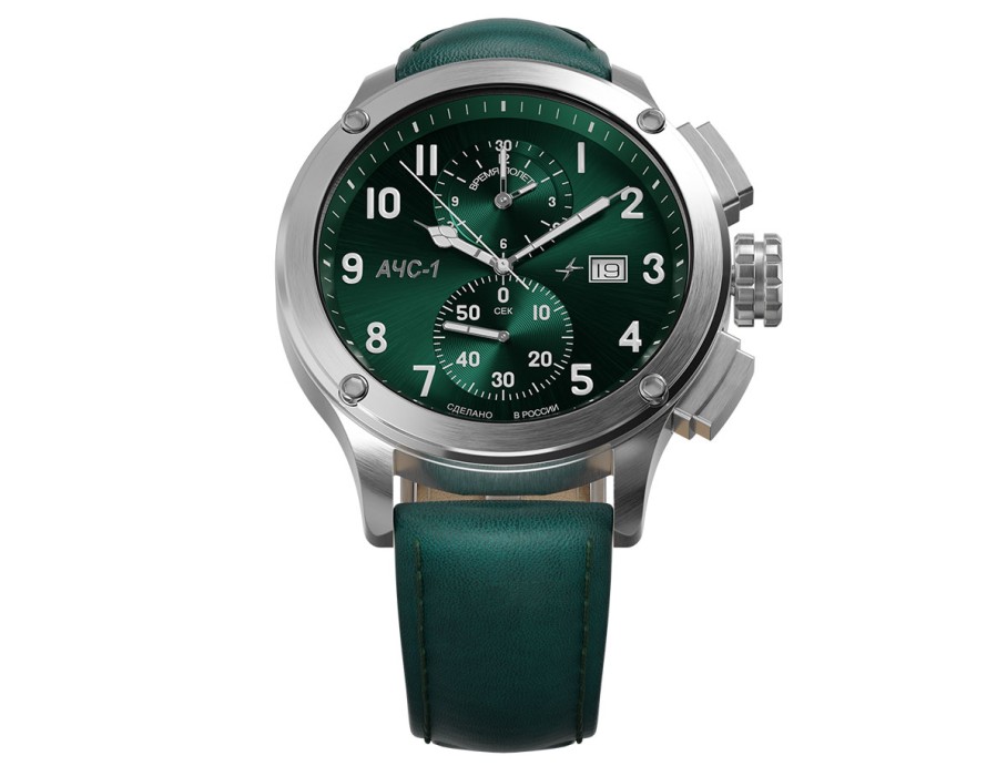 ачс-1 3520.d 44 мм кварц хронограф зеленые матовые из россии купить с доставкой