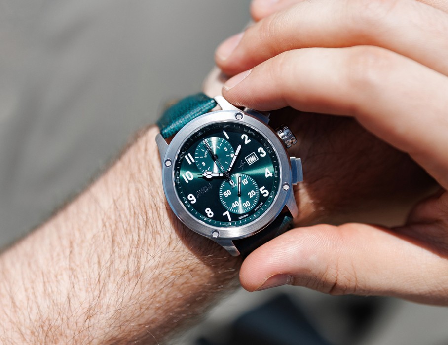 ачс-1 3520.d 44 мм кварц хронограф зеленые матовые в интернет магазине