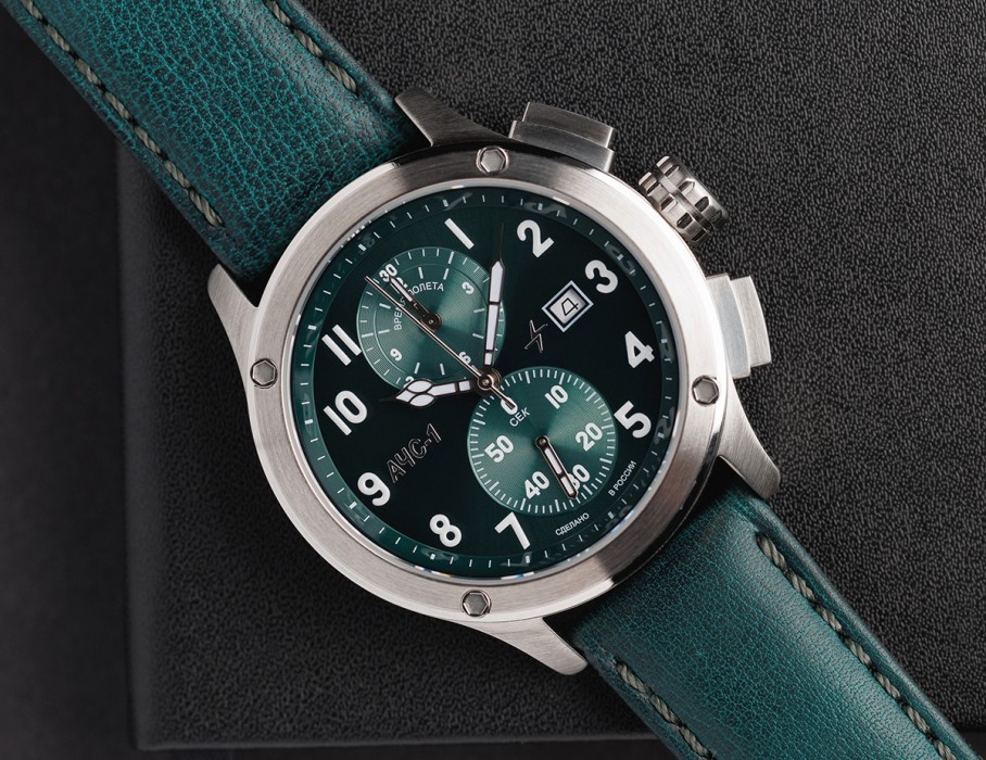 ачс-1 3520.d 44 мм кварц хронограф зеленые матовые с промокодом