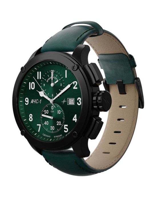 ачс-1 3520.d 44 мм кварц хронограф зеленые матовые от известного бренда по акции