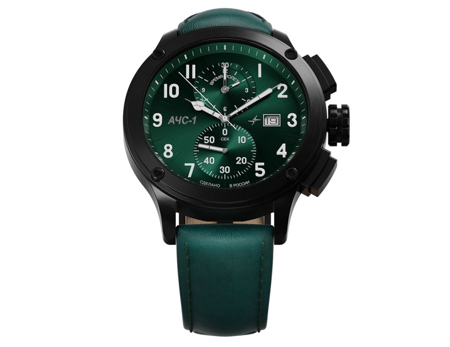ачс-1 3520.d 44 мм кварц хронограф зеленые матовые из россии купить с доставкой