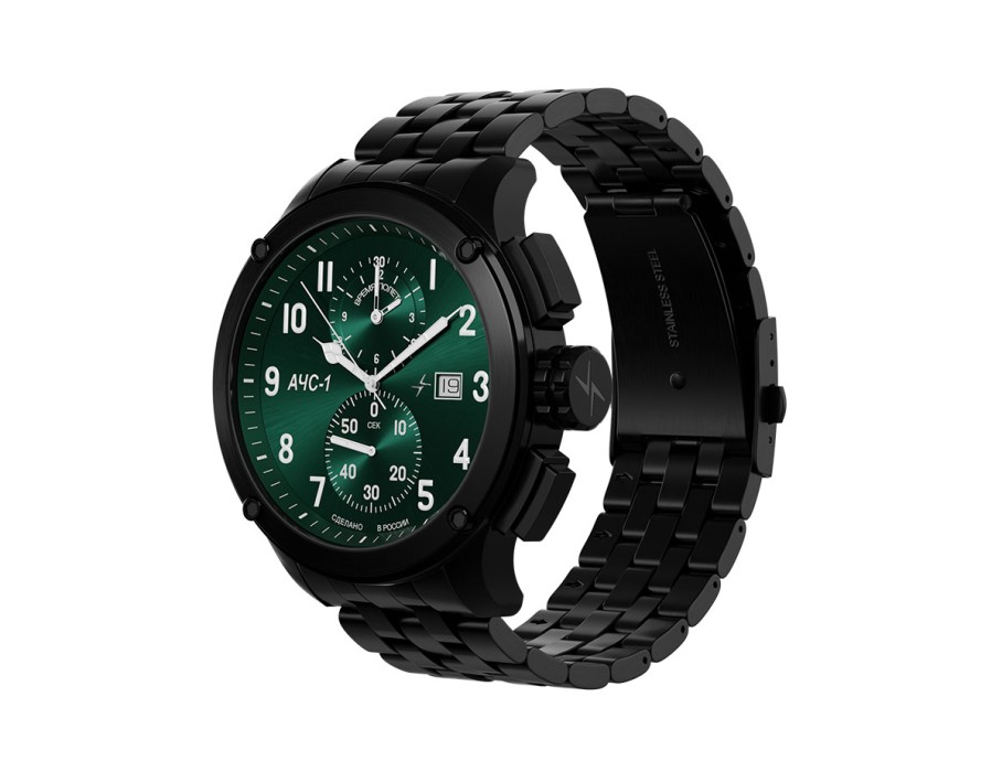 ачс-1 3520.d 44 мм кварц хронограф зеленые матовые для взрослого возраста оригинал