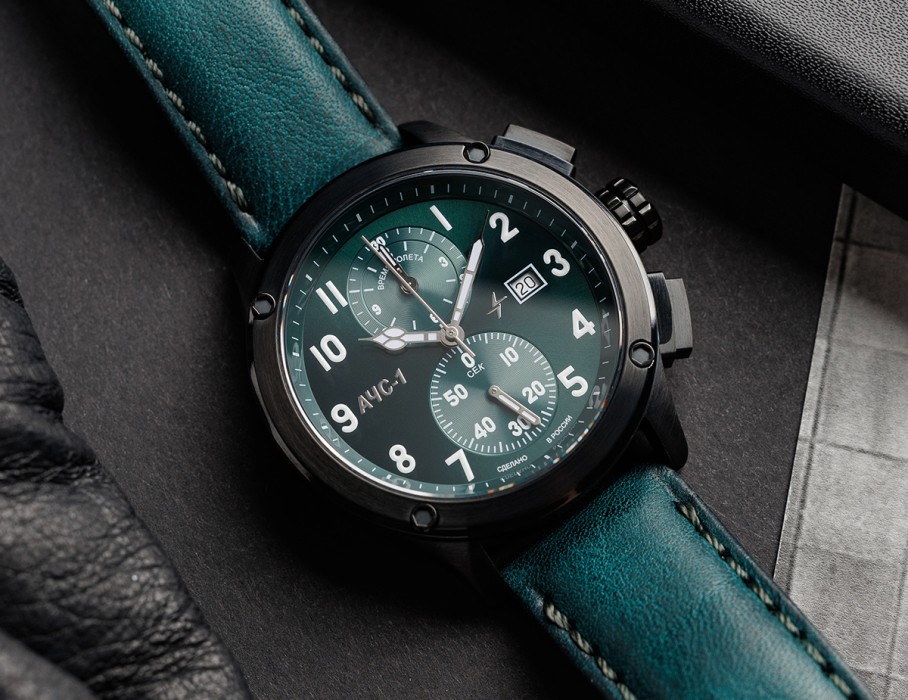 ачс-1 3520.d 44 мм кварц хронограф зеленые матовые по низкой цене