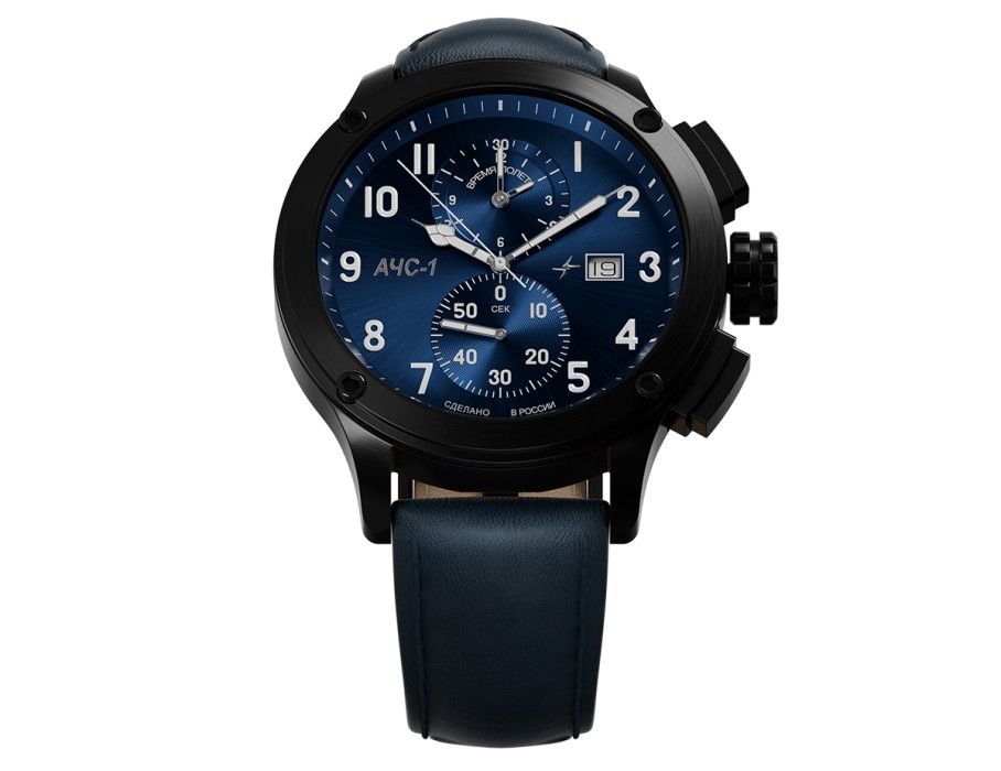 ачс-1 44 мм кварц хронограф синие матовые из проверенных материалов со скидкой