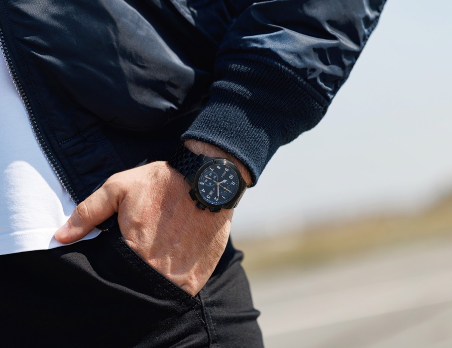 ачс-1 44 мм кварц хронограф синие матовые по распродаже