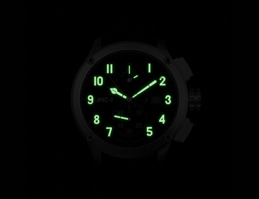 ачс-1 44 мм кварц хронограф синие стальные для взрослого возраста оригинал