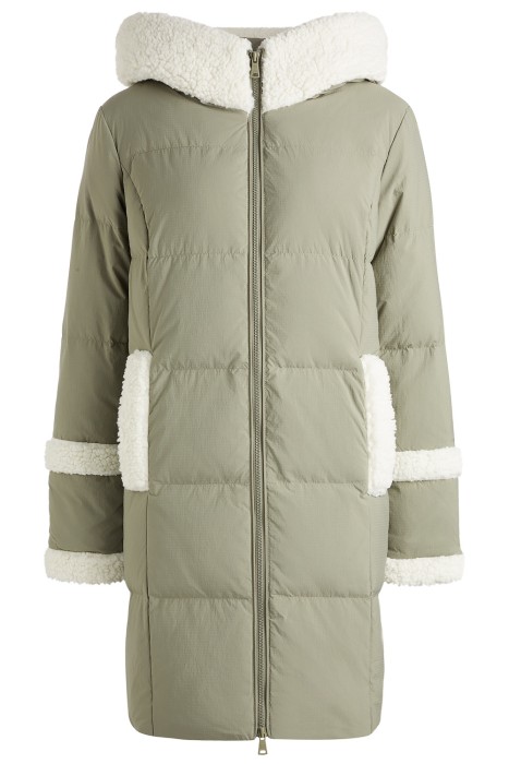 пуховое пальто с отделкой меховой тканью из россии купить с доставкой