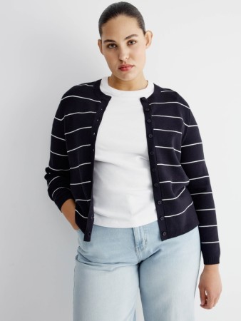 вязаный кардиган в полоску - женская одежда